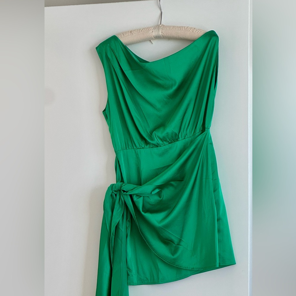 Emerald green stretch charmeuse mini dress size S